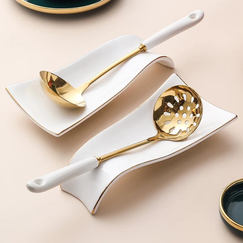 Chopstick Rest Ceramic - Tableware Light Luxury Ceramic Kitchen Golden