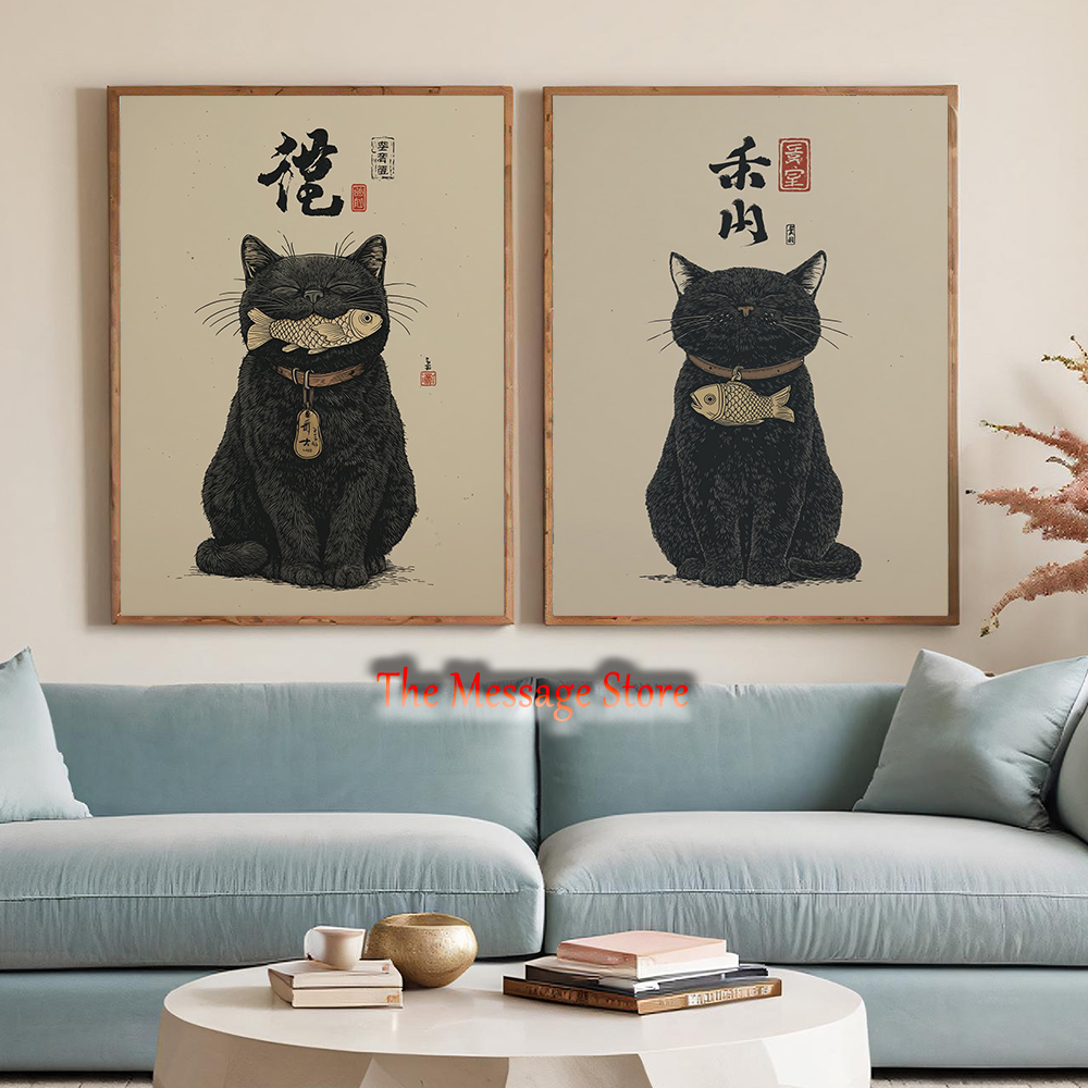 Black Lucky Cat Ukiyo-e Japane - Japanese Lifestyle Japanese incelemesi ve fiyatı