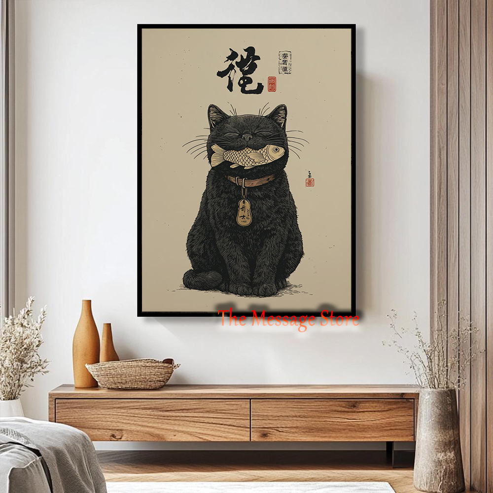 Black Lucky Cat Ukiyo-e Japane - Japanese Lifestyle Japanese incelemesi ve fiyatı